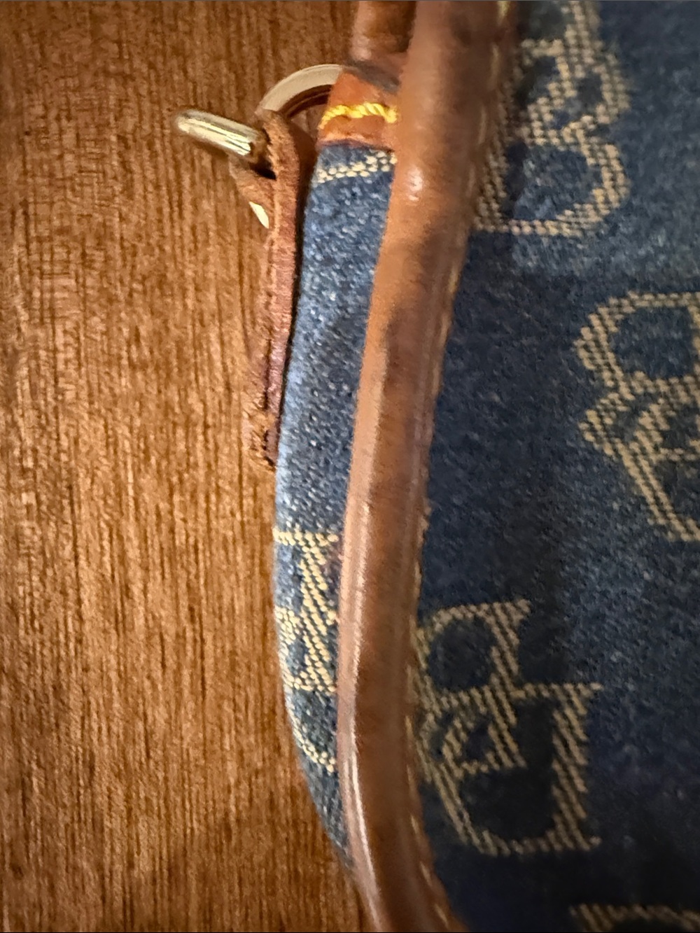 Dooney & Bourke Blue Denim Monogram Wristlet with Brown Trim - Picture 8 of 9
